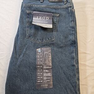 Izod Vintage Wash Jeans Classic Fit Blue 38x29 Straight Leg NWT Denim Cotton
